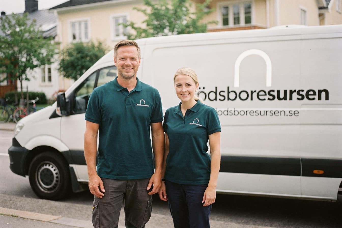 Dödsboresursens team framför servicebilen
